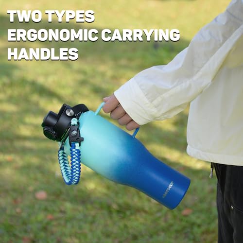 Image of ABOTOCUP Water Bottle 40oz, Insulated Water Bottle with Handle & Straw Lids, Stainless Steel Water Bottle Fits in Any Car Cup Holder, Travel Cup Double Wall BPA-Free Leak-proof to Keep Cold &Hot