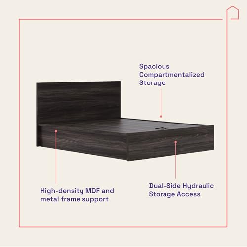 Image of Wakefit Bed | 3 Yr Warranty | Bed Queen Size, Comes with Hydraulic Storage, Noise-Free, Density: 680-750 kg /m, Termite & Borer Resistant, Fits Mattresses Up to 8 inches(Centaur 78x60- Wyoming Maple)