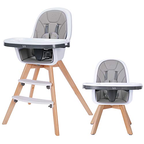 Tiny Dreny Extra Strong and Safe Baby high Chair, 3-in-1 Wooden High Chair with Removable Double Tray and Adjustable Legs for Baby/Infants/Toddlers