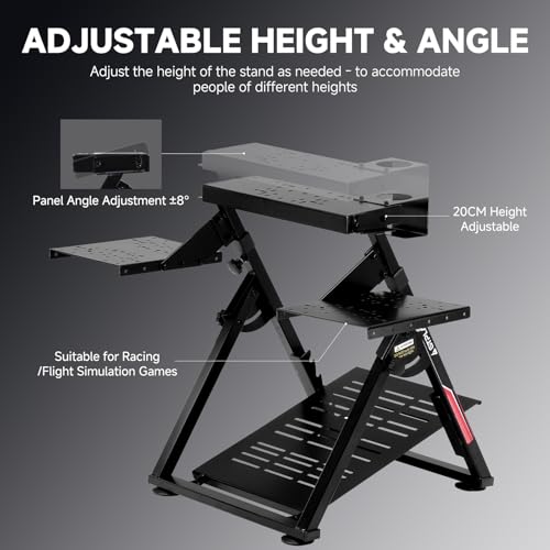 Image of GTPLAYER Flight & Sim Racing Wheel Stand Simulator Cockpit Racing Steering Shifter and Flight Control Mounts Fit for Logitech /Thrustmaster /PXN Gaming Devices, Electronic Devices NOT Included, Black