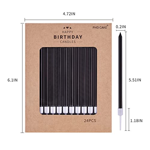 image for PHD CAKE Black Long Thin Birthday Candles, Cake Candles, Birthday Part