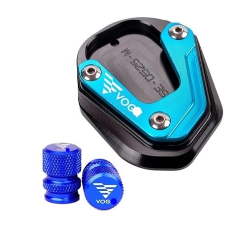 Extension béquille Voge DS525X DS900X antidérapante avec bouchons de valve moto bleu ciel