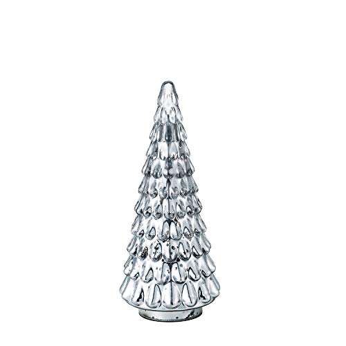 Diamond Star Mercury Glass Christmas Tree Christmas Decoration for Window Tabletop Mantel (Silver with Embossed Texture, 10" Height X 4.5" Diameter)