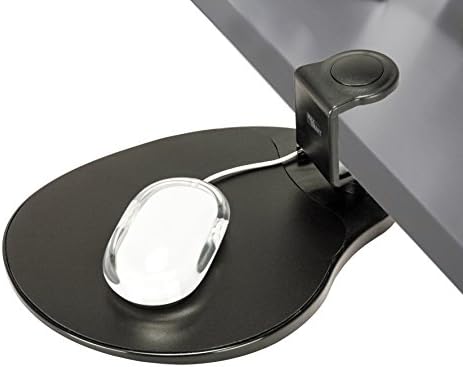 MAX SMART Clamp on Mouse Platform, Clip on Mouse Pad Rotating 360, Ergonomic Mouse Tray Attachment, Office Mouse Pad, Slide Out Mouse Tray for Home, Office to Save Space (Black)