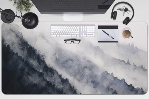 Sous-main de bureau 100x50 cm en vinyle PVC avec motif de paysage de montagne
