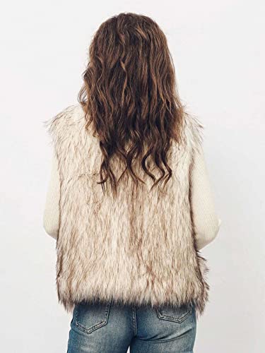 Aukmla Women's Faux Fur Vest Short Sleeveless Coat Jacket Winter Warm Waistcoat Outwear for Spring Autumn and Winter3
