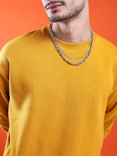 Image of The Indian Garage Co Men Oversized Solid Crew Neck Overhead Sweatshirt