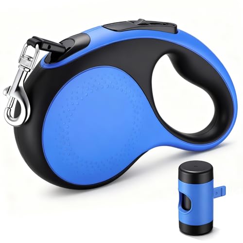 Segarty 16 Ft Retractable Dog Leash with Detachable Poop Bag Holder 5m Walking Leash for Pets up to 66 lbs 360Tangle-Free Dog Lead with Anti-Slip Handle & One-Handed Brake Pause Lock for Outdoors