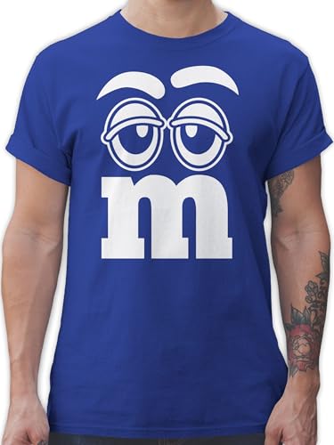 T-Shirt Herren - Karneval & Fasching - Faschingskostüm Gruppenkostüm M&M Aufdruck Gesicht I M und M I MM Augen I Fastnacht I Fasnacht I Fasnet - L - Royalblau - Gruppen Tshirts faschingsshirt