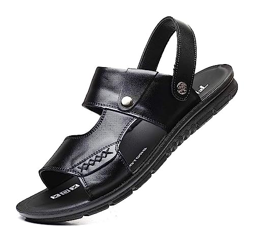Men's Outdoor Breathable Leather Sandals Open Toe Beach Fisherman Sandals Summer Non-slip Comfortable Sandals