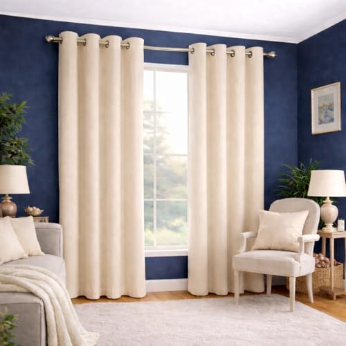 Image of Blackout Curtains for Bedroom Pack of 2 - Cream 7 Feet Long, 4.5 Ft Wide, Thermal Insulated Room Darkening Curtains, Light Blocking, Noise Reducing & Energy Saving Drapes (7 x 4.5 Ft)