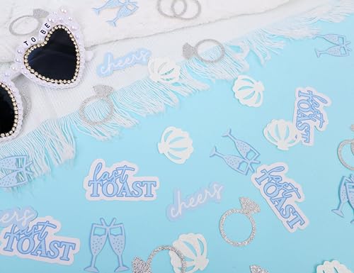 Image of 200psc Last Toast on the Coast Confetti - Last Toast Bachelorette Party Decorations, Ocean Bridal Shower Confetti, Beach and Coastal Bachelorette Party Decor, Shimmery Seashell and Ring Confeti