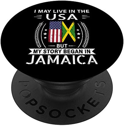 Jamaica Flag I May Live In The USA PopSockets PopGrip: Swappable Grip for Phones & Tablets