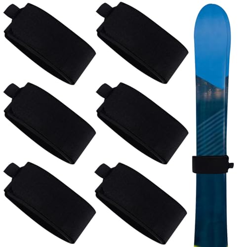 Correas de esquí Ajustables, 6 Piezas Correas de esquí Sujetadores de Correas de esquí Envolturas de esquí Ajustables Sujetadores de esquí de Goma EVA Bandas de esquí con Almohadillas Protectoras