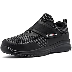Bambas De Seguridad LARNMERN Zapatos de Seguridad para Hombre Mujer Zapatillas de Seguridad Calzado de Seguridad Puntera de Acero Zapatos de Trabajo Ligero Transpirable,43 Negro