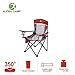 ALPHA CAMP Oversized Mesh Back Camping Folding Chair Heavy Duty Support 350 LBS Collapsible Steel Frame Quad Chair Padded Arm Chair with Cup Holder Portable for Outdoor (Red/Grey)