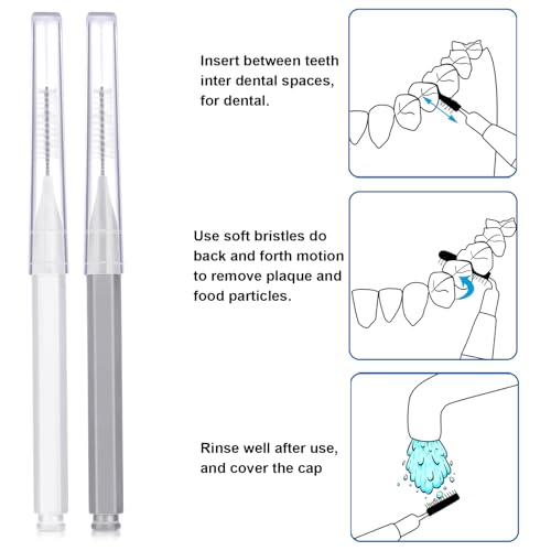 Image of Patelai 100 Pieces Braces Dental Brush for Cleaner Interdental Toothpick Dental Tooth Flossing Head Oral Hygiene Flosser Toothpick Cleaners Tooth Tool(White, Grey,Ideal Size)
