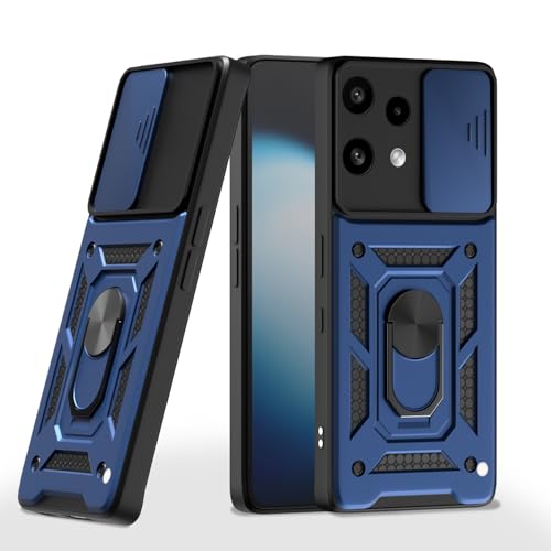 Image of Pikkme Back Cover for Nothing Phone 3a Lite 5G | 360 Protection Case | Sliding Camera Shield Cover & Ring Holder Stand D10 Tough Armor Bumper Case (Blue)