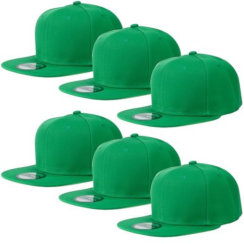 Image of Gelante Plain Blank Flat Brim Adjustable Snapback Baseball Caps LOT 6 Pack