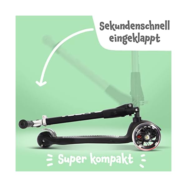 Apollo Kids Whiz LED Roller, Faltbarer Scooter für Kinder ab 3 Jahre, LED Räder, für Jungs und Mädchen egal ob 3 4 5 oder 6 Jahre alt, Stabiler Kinderroller für EIN sicheres Fahrgefühl, Tretroller – Bild 6