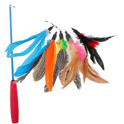 VANZACK Interactive Cat Toy 1 Set Cat Indoor Kitten Teaser Stick Replacement Head