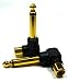 Velleman 2-Pk RCA Female Jack to 1/4" Mono Male Plug Right Angle Gold Audio Adapter