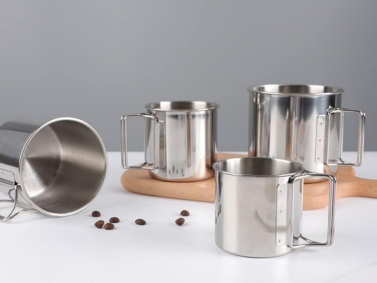 Miniatura 3 de Taza de café plegable de acero inoxidable para acampar, juego de 4 tazas para equipo de supervivencia