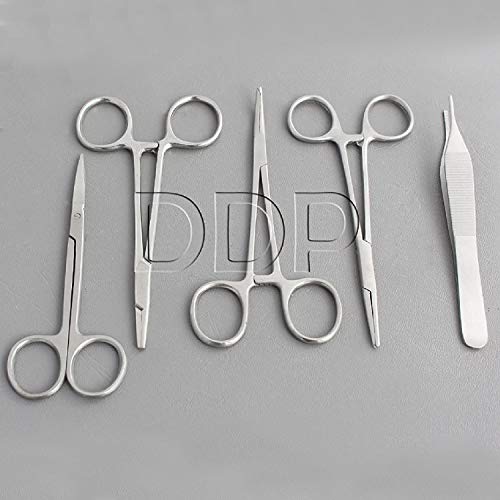 DDP Set of 5 PC Scissors Forceps HEMOSTATS Needle Holders Instruments KIT