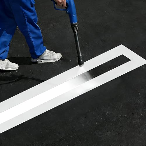 2 Pack Parking Lot Line Stencils 4 x 88 Inch Reusable White Silicone Straight Line Stencils 1mm Thick Pavement Marking Template for Asphalt Concrete