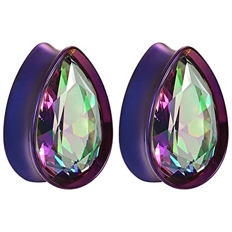 PUNKYOUTH Surgical Steel Teardrop Ear Tunnels Cover
