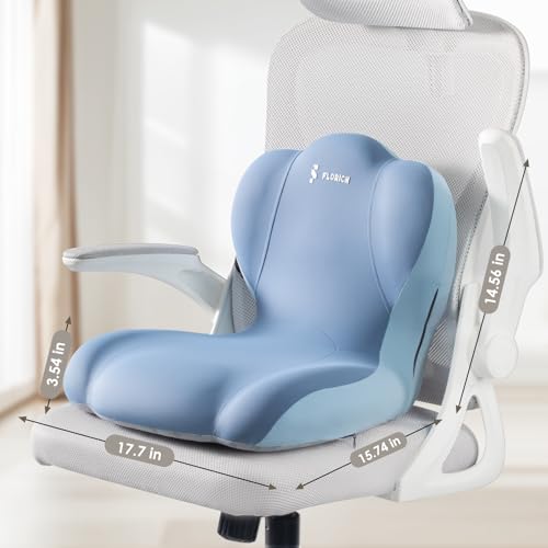 Image of FLORICH Memory Foam Truck Seat Cushion,Car Seat Cushion and Lumbar Support Pillow for Office Chair, Ergonomic Back Support & Sciatica Relief for Long Drives(Blue)