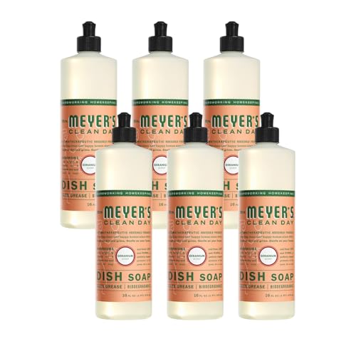 Mrs. MEYER'S Liquid Dish Soap Geranium, 16 OZ, (Pack of 6)