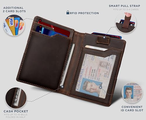 SERMAN BRANDS Wallets for Men Slim Mens leather RFID Blocking Minimalist Card Front Pocket Bifold Travel Thin4