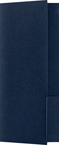 LUXPaper 4" x 9" Mini Presentation Folders | Two Pocket | Nautical Blue Linen | 100lb. Cover | 25 Qty