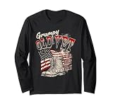 Military Grumpy Old Vet Funny Veteran American Flag Design Long Sleeve T-Shirt