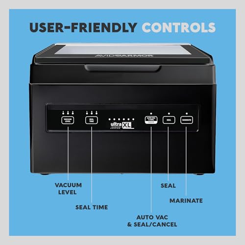 Avid Armor Chamber Vacuum Sealer Machine USVXL Ultra Series 11.5" Seal Bar for Liquid-Rich Wet Foods, Cooking Sous Vide, Infusions. LARGER Size Chamber Sealer Black Color Great for the Countertop