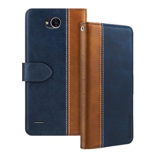 Shantime Leather Flip Case Compatible with LG X Power 2 Case with Card Holder RFID Blocking Magnetic Kickstand Slim Fit Business Protective Cover(Blue)