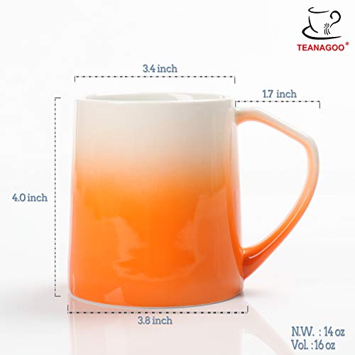 TEANAGOO Porcelain Coffee Mugs Set Of 6, 16 Ounce For Coffee, Tea, Cocoa, Set Of 6, MS025W Warm Sorted Colors, Teal Coffee Mug Set Of Large Coffee Mugs, juego de tasas de cafe 6 tasas para cafe set