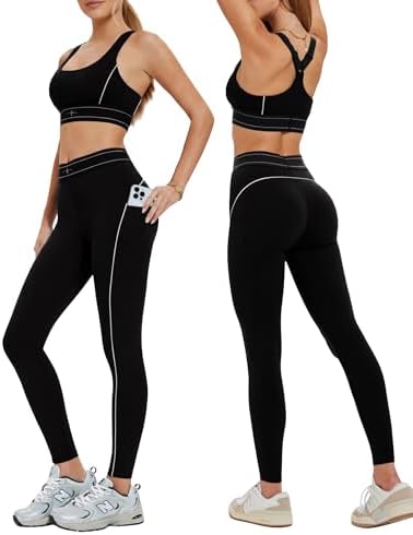 Mudere 2 Piece Workout Sets for Women High Waist Leggings with Hi...