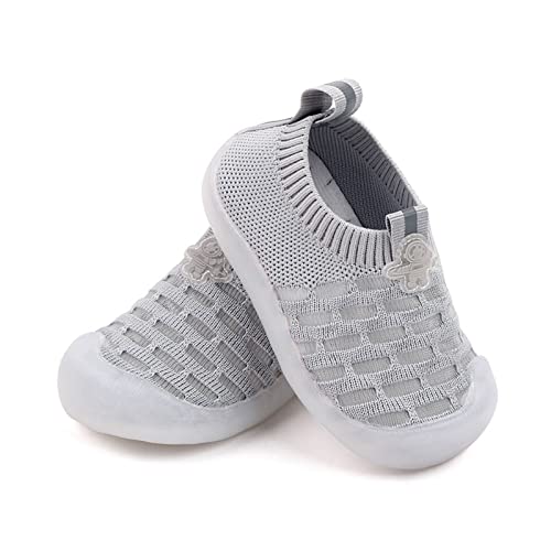 Girls Leisure Shoes Mesh Shoes Breathable Soft Sole Sport Shoes Socks Shoes Toddler Girl Tennis Shoes (Grey, 18)3