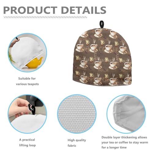 Image of Hudotybom Coffee Tea Cozy for Teapot, Insulated Large Teapot Cover to Keep Warm Tea Kettle Machine Washable Coffee Pot Cloth Covers Kitchen Home Decorations for Housewife Mom