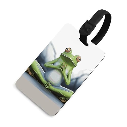 Étiquette de bagage grenouille de yoga avec rabat de confidentialité pour valise voyage
