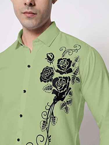 Image of Zombom Men's Regular Fit Cotton Blend Printed Spread Collar Full Sleeve Casual Shirt