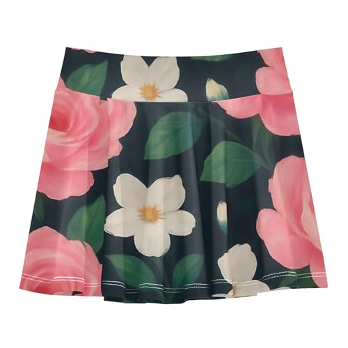 Joisal Athletic Shorts for Girls Skorts Cute Pink White Flowers Toddler Tennis Skirts Fun Cute Flowy Skort 3t