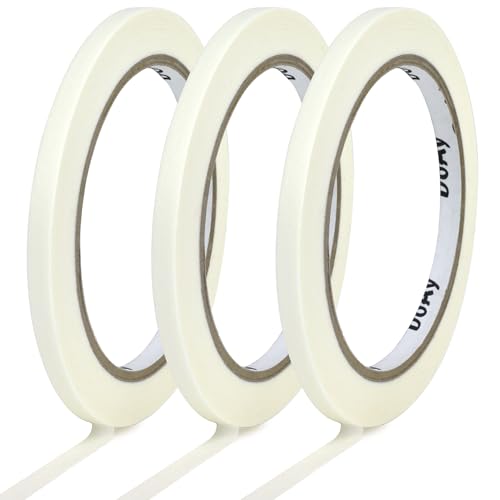 Image of 3 Pack White Masking Tape - Painters Tape 0.25 Inch Wide - Multi-Surface, Water Resistant, Indoor & Outdoor Use - 270FT Total - Artist Tape for Paint, Wall, Car, DIY (#4010)