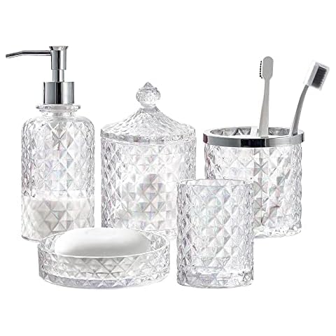 5-Piece Luxurious Glass Bathroom Accessories Set Cover
