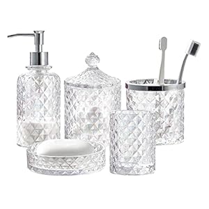 Set of 5 Glass Bathroom Accessories...