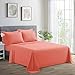 Marina Decoration Ultra Soft Silky Deep Pocket Solid Rayon from Bamboo All Season 4 Pieces Sheet Set with 2 Pillowcases, Coral Color Twin/Single Size