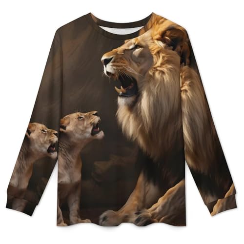 King Lion Men's Pajamas Sets Round Neck Long Sleeve Shirts And Bottoms 2 Piece Pjs Loungewear3