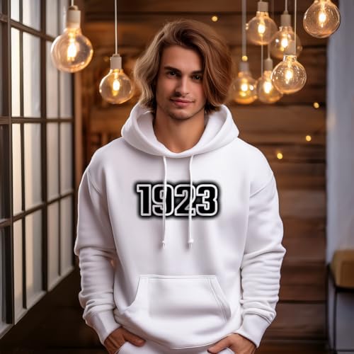 Sweat hoodie blanc 1923 unisexe avec coupe oversize et grande poche - 2